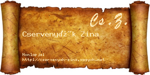 Cservenyák Zina névjegykártya
